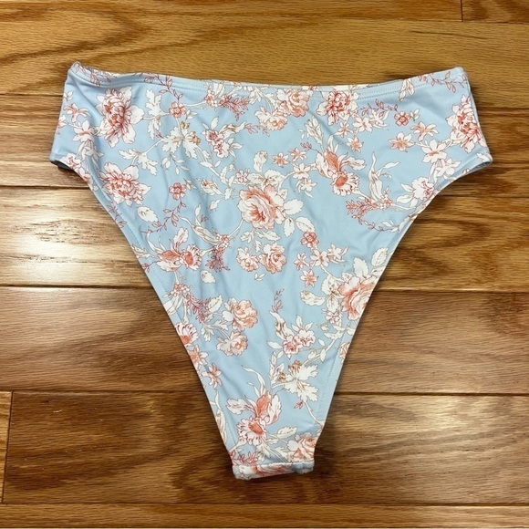 We Wore What Emily high waist high leg cut Wallpaper floral bikini bottom size S - Picture 2 of 5